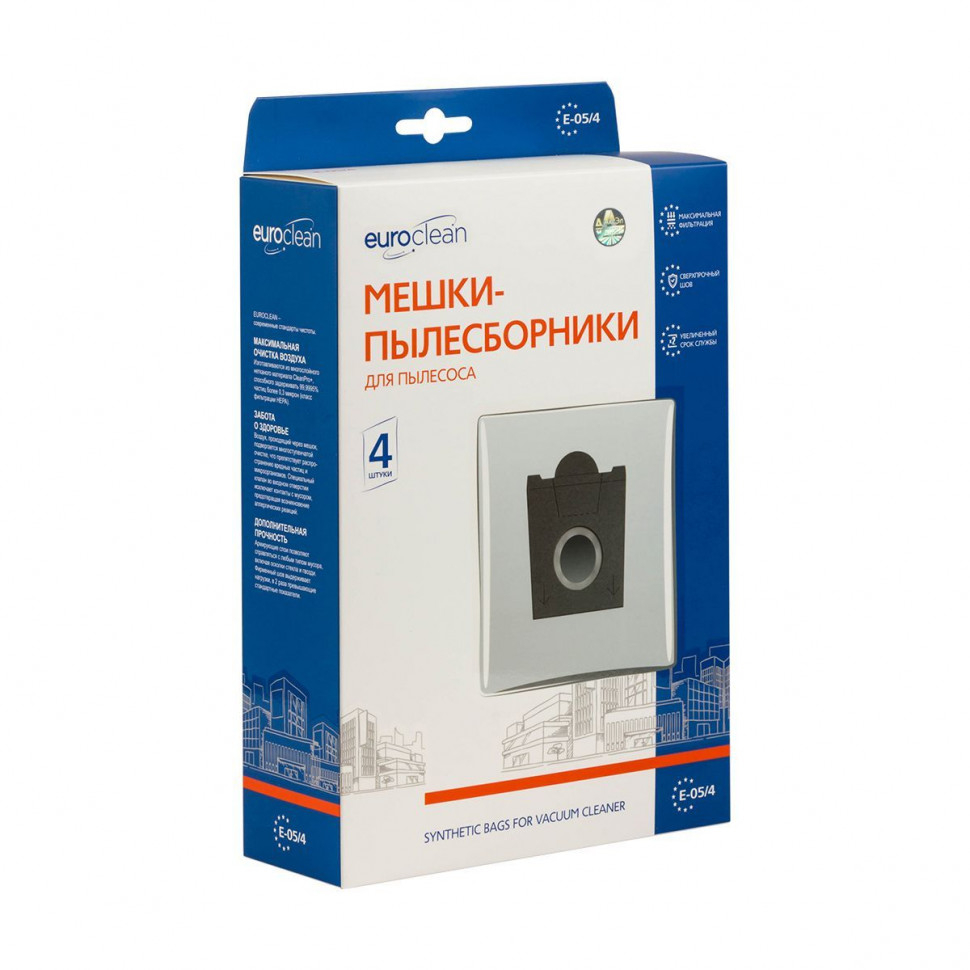 Мешки-пылесборники для пылесосов Conti, Entronic, Shivaki синтетические, 4 шт, Euroclean , E-05/4NZ
